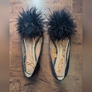 Sam Edelman Black Feathered Flats